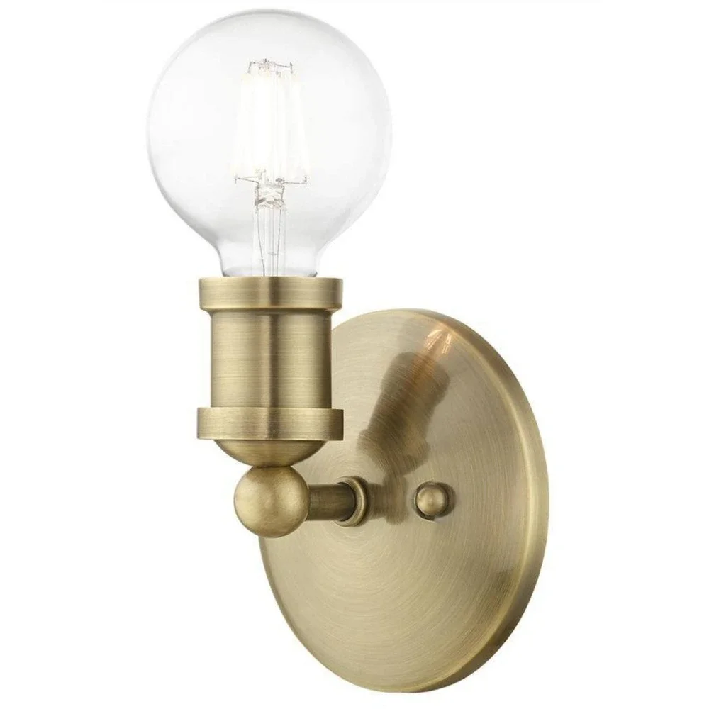 Lansdale 1 Light 5 inch Antique Brass Single Vanity Sconce Wall Light Livex